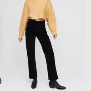 Aritzia Wilfred Free Highrise Black Straight Leg Denim Jeans Size 6 Cotton